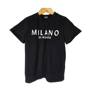 MILANO DI ROUGE WOMEN'S BLACK WITH WHITE PRINT T-SHIRT SIZE SMALL